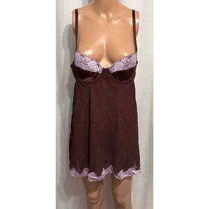 Beautiful Gillian & O’malley lingerie Sexy Sheer Eggplant Babydoll/Nightie Size